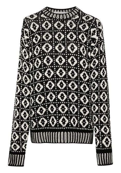 Maglione con intarsio in nero e bianco - donna